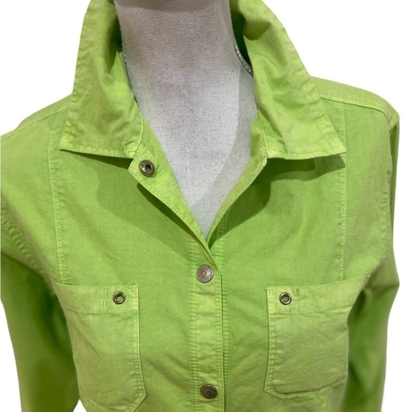 Fresh produce chartreuse lightweight shacket shirt jacket 100% cotton size small - Picture 3 of 9